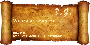 Vanicsek György névjegykártya